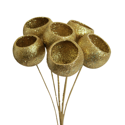 bell cups - 7 stem - gold glitter