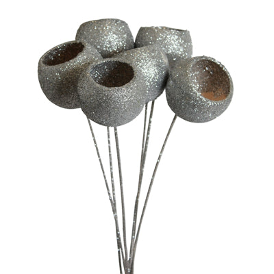 bell cups - stem - silver glitter - bulk - 125/case