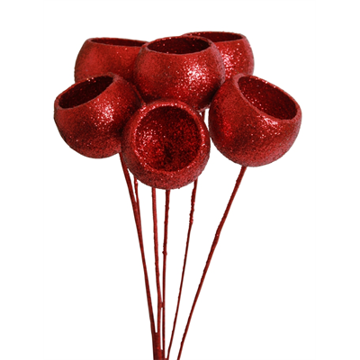 bell cups - 7 stem - red glitter