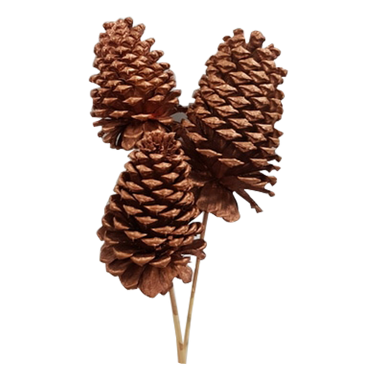 jeffrey pine cones x-large - 3 stem - copper metallic
